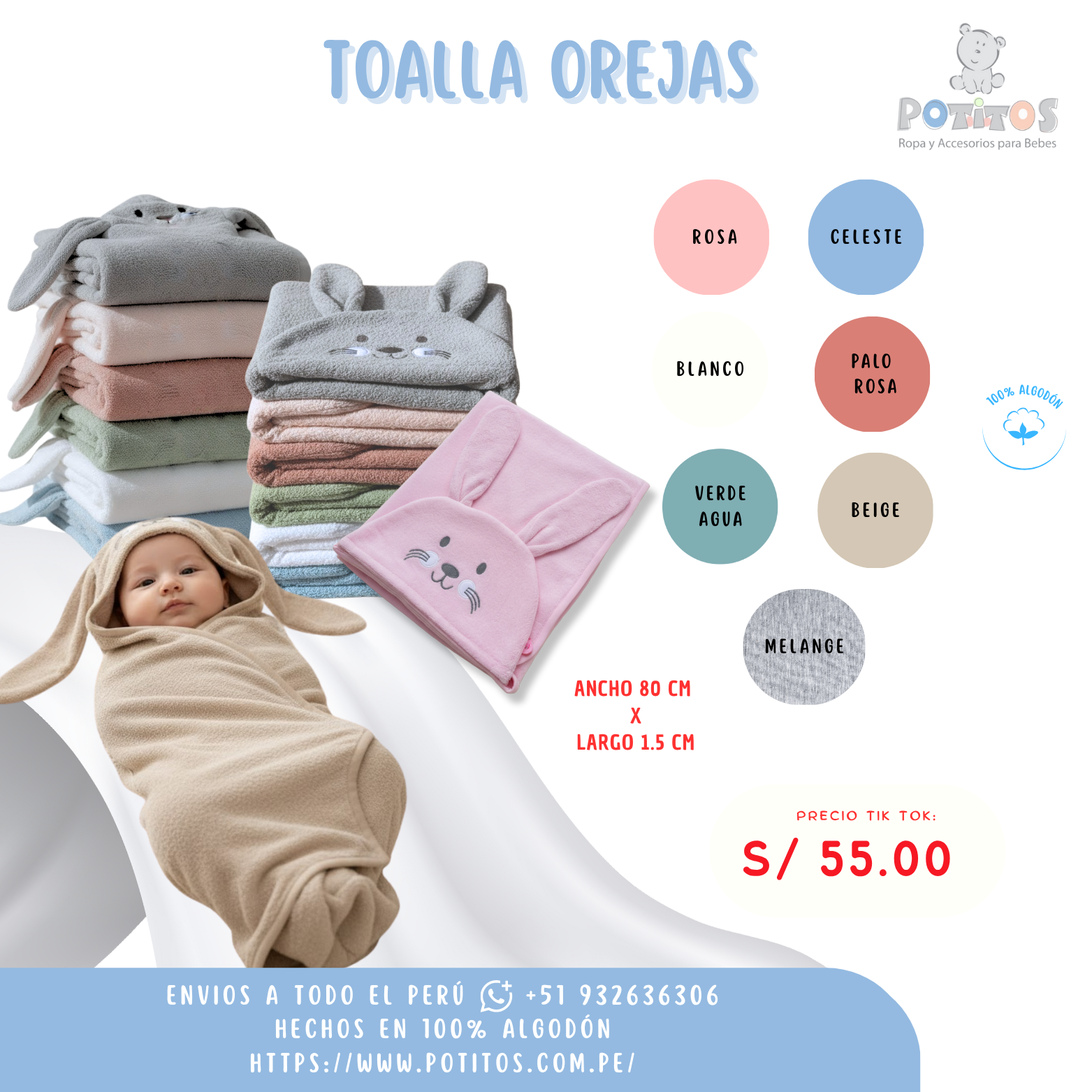 TOALLA CONEJO CAPUCHA TT 2611