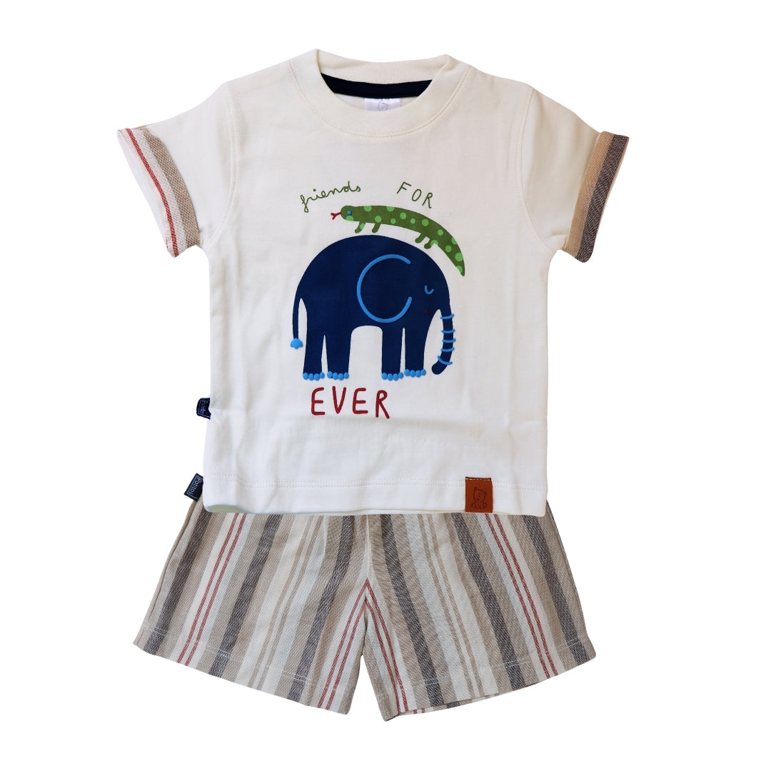 CONJUNTO SAFARI HUESO POLO + SHORT