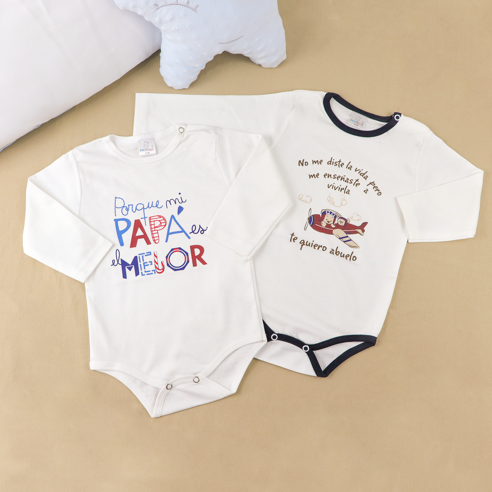 COMBO1 BODY FELIZ DIA PAPA + BODY ABUELITO TALLA 12