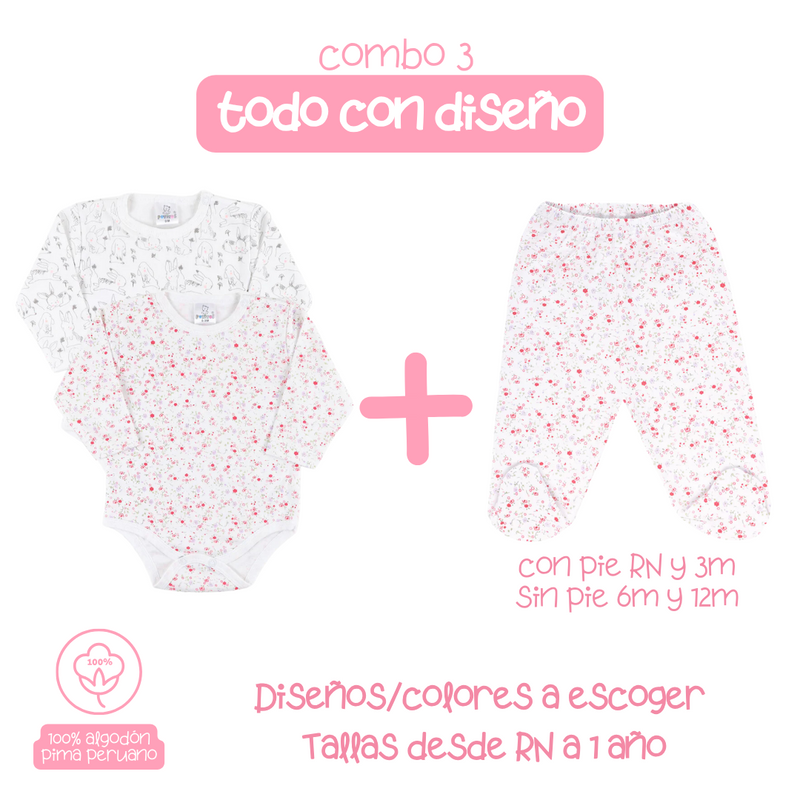 3PACK CONE BODY MANGA LARGA+ PANTALON NIÑA 9011*