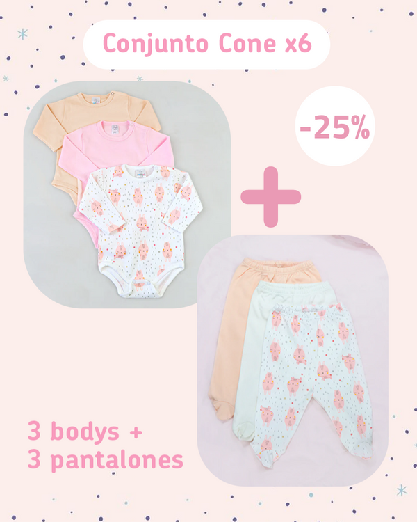 6PACK CONE BODY MANGA LARGA+ PANTALON NIÑA 9013