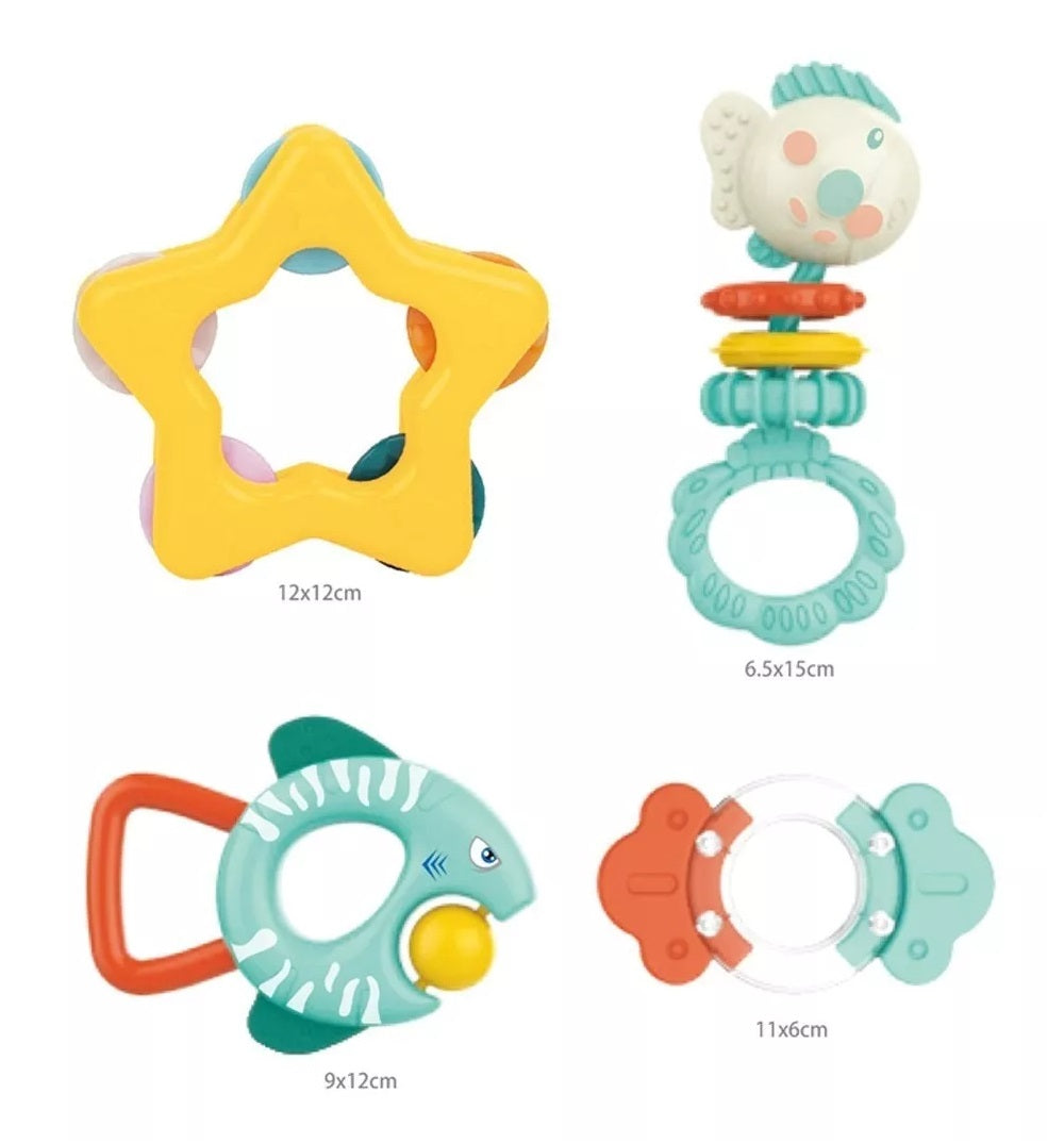 SET SONAJAS MORDEDORES + PANDERETA 4PZS