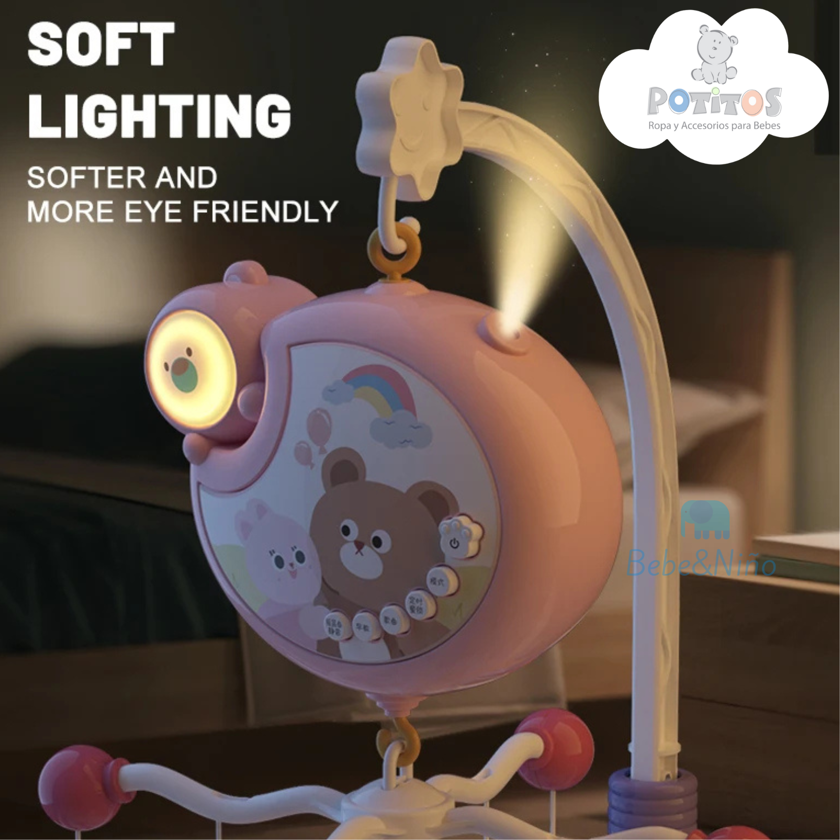 MOVIL MUSICAL OSITO + CONTROL REMOTO