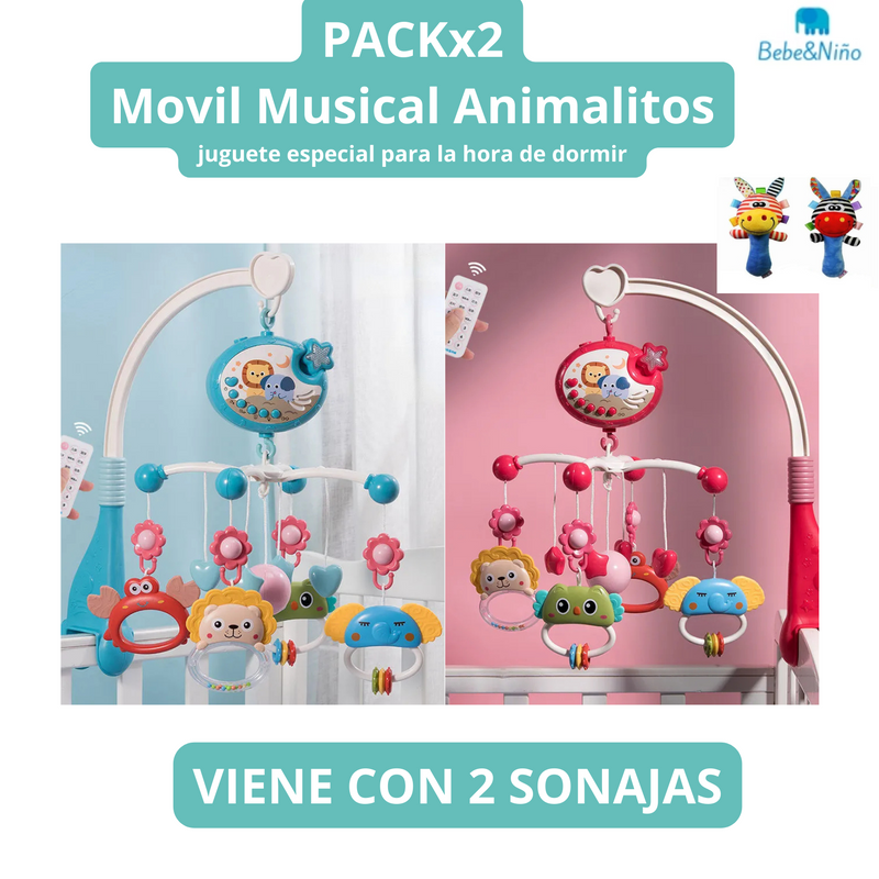 MOVIL PROYECTOR MUSICAL + SONAJAS ANIMALITOS