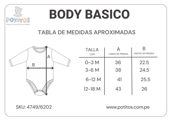 PACK X3 BODY MANGA LARGA NIÑA