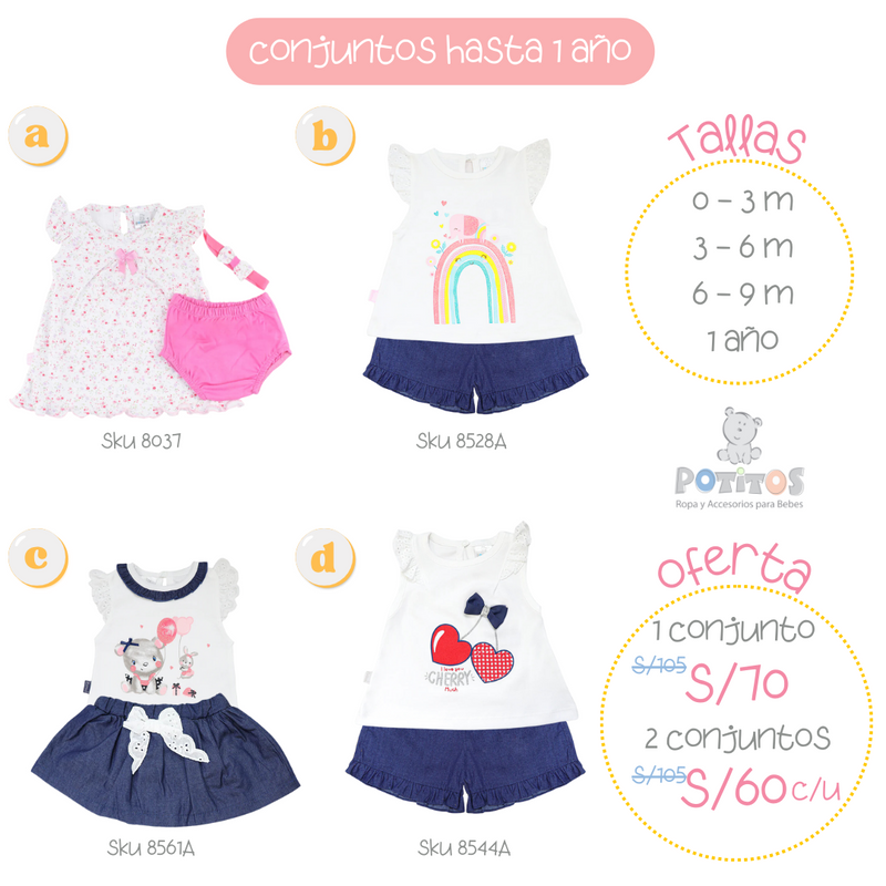 OFERTA Conjuntos para Niñas hasta 1 año POLO + SHORT