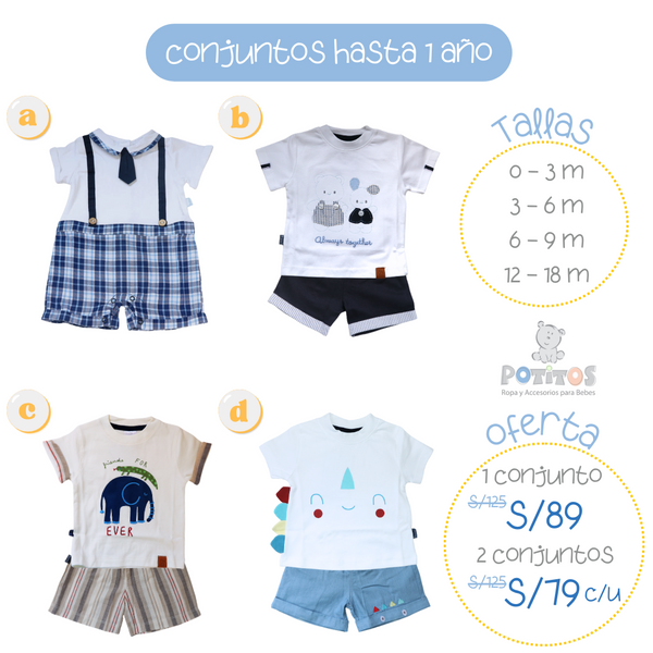 OFERTA Conjuntos para Niños POLO + SHORT hasta 1 año