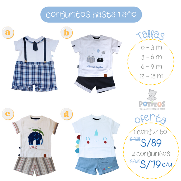 OFERTA Conjuntos para Ninos POLO SHORT hasta 1 ano Potitos