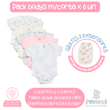 PACK X6 BODY MANGA CORTA NIÑA