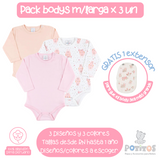 PACK X3 BODY MANGA LARGA NIÑA + REGALO