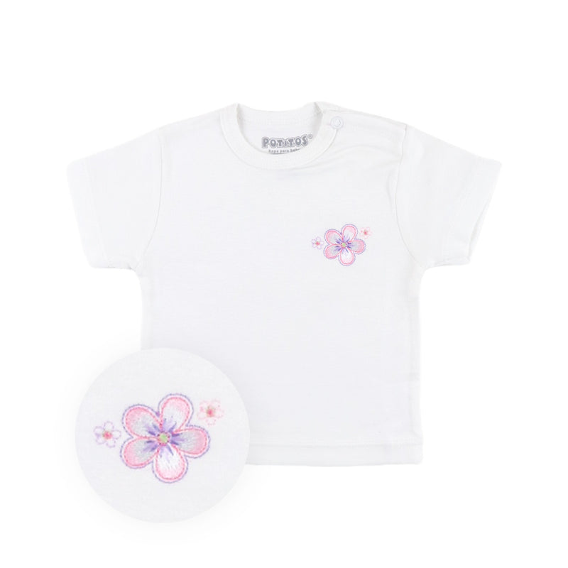 POLO MC PIMA BORDADO NIÑA BLANCO 2181