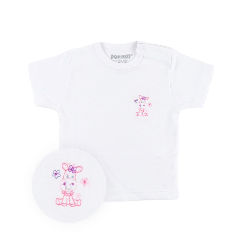 POLO MC PIMA BORDADO NIÑA BLANCO 2181