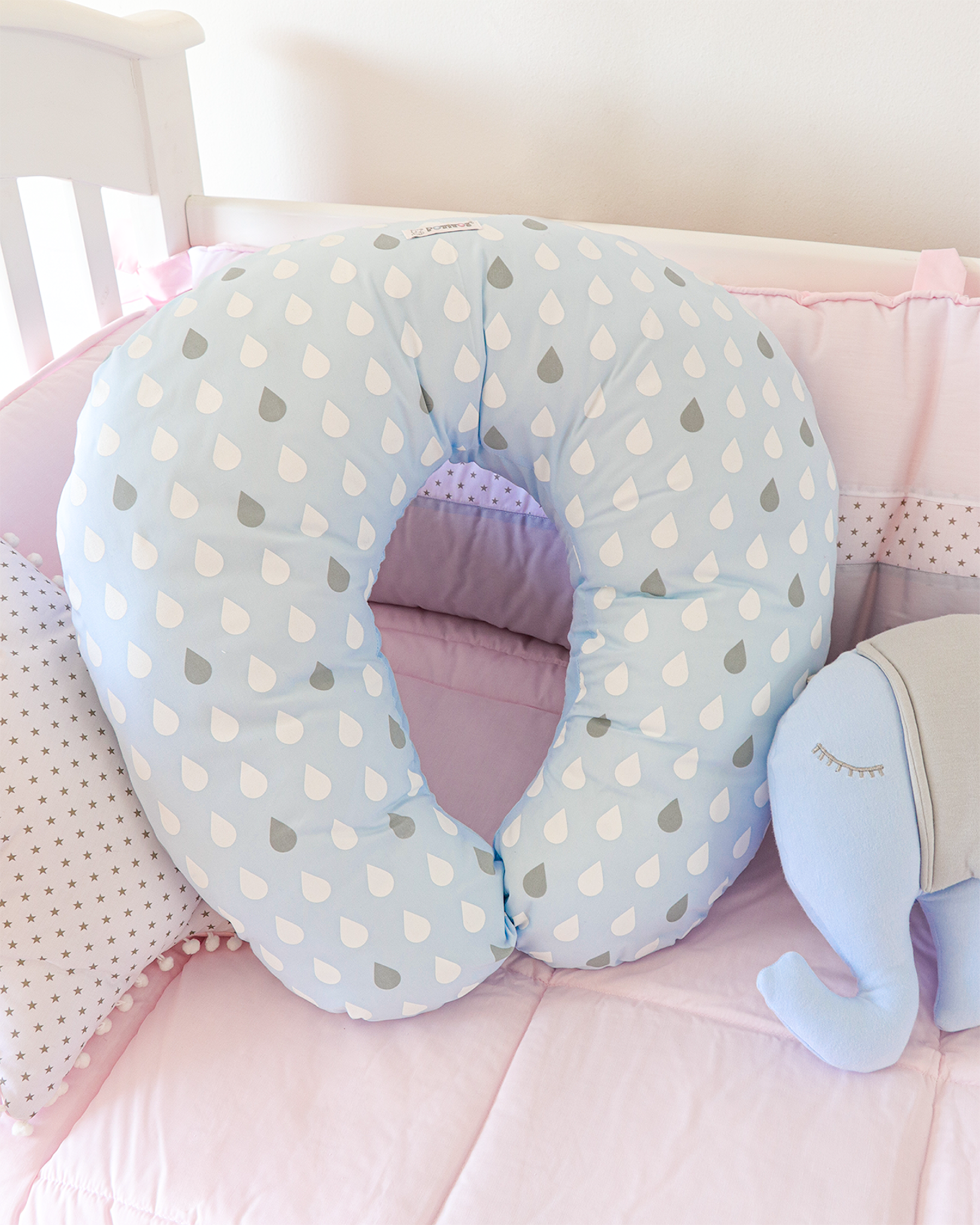 Cojin de Lactancia Gotas Celeste