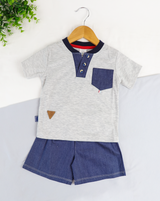 CONJUNTO ALBERTO MELANGE POLO + SHORT JEAN 7958