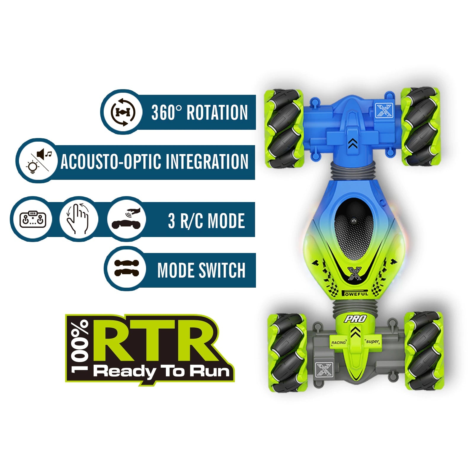 Carro Acrobatico 4DW para niños VERDE