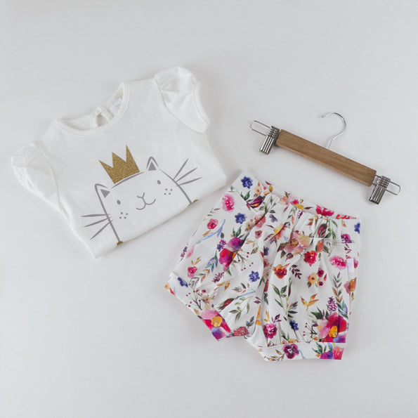 CONJUNTO FLOR HUESO POLO + SHORT 7449A