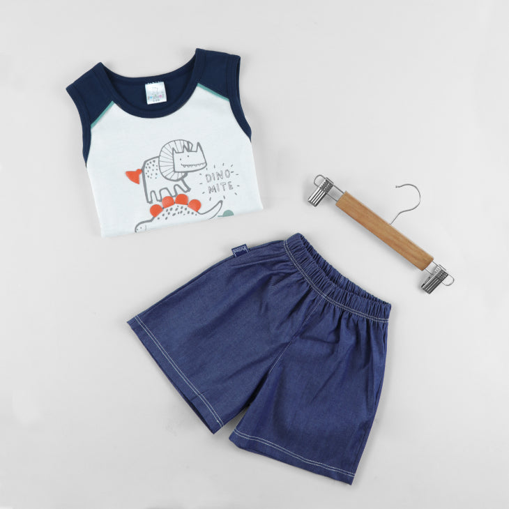 CONJUNTO OSCAR DINOSAURIO BIVIRI + SHORT JEAN 78092*