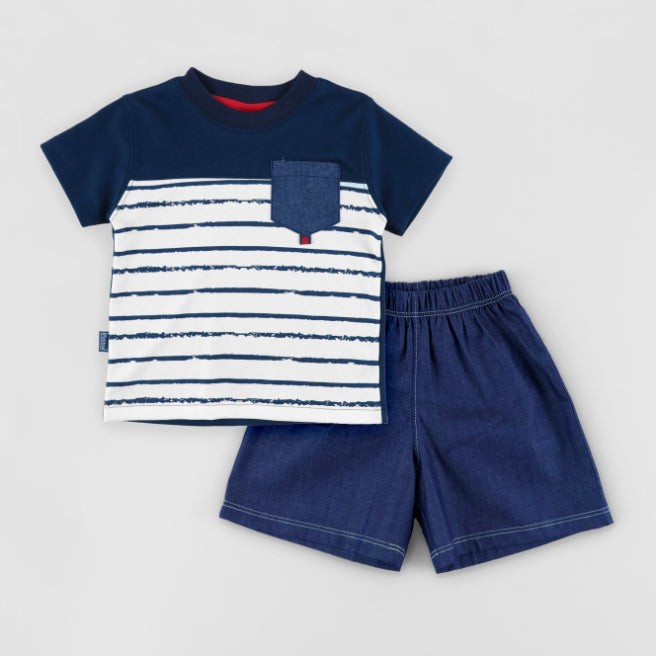 CONJUNTO ROBERT POLO MGC + SHORT JEAN AZUL 7390