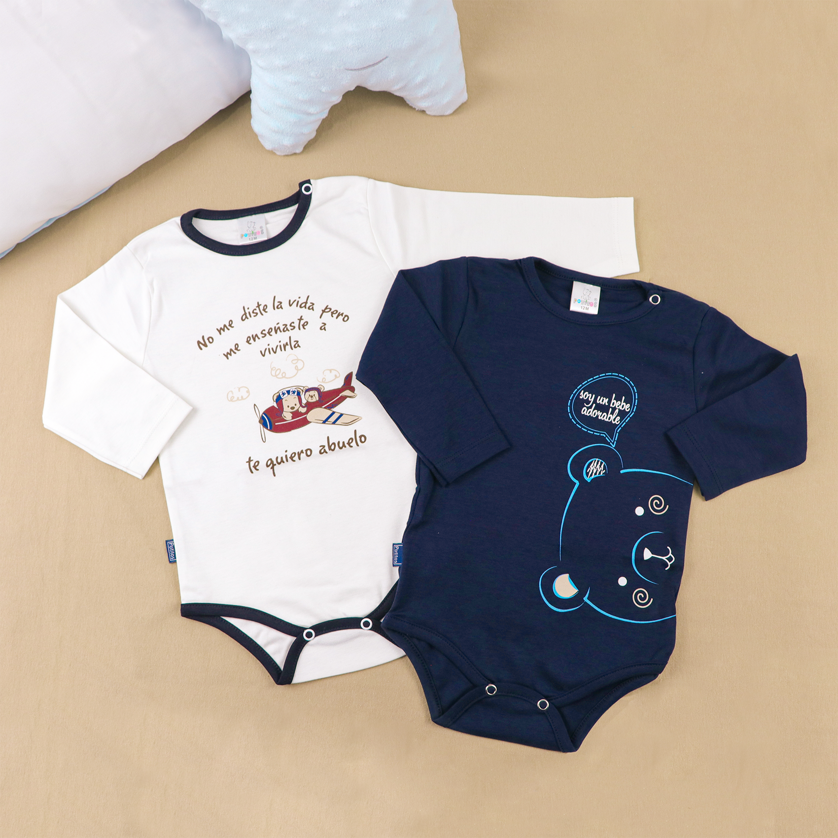 COMBO2 BODY ABUELO + BODY ADORABLE TALLA 12