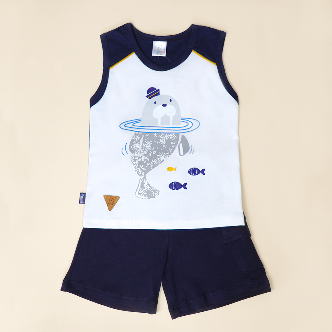 CONJUNTO FOCA BIVIRI AZUL + SHORT CLÁSICO 78091*