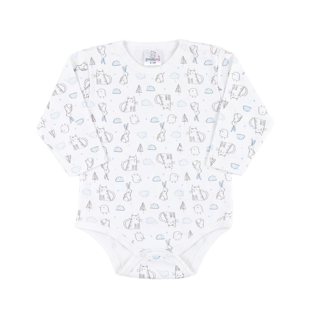 BODY MG LARGA ESTAMPADO NIÑO CAT CELESTE 6202*