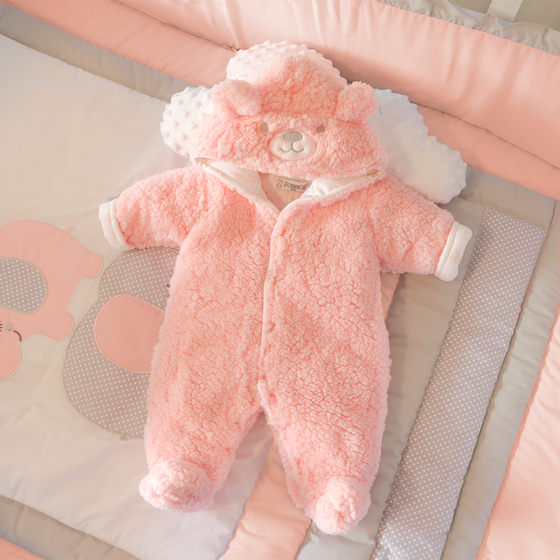 Enterizo Acolchado Peluche Osa Rosado 7180