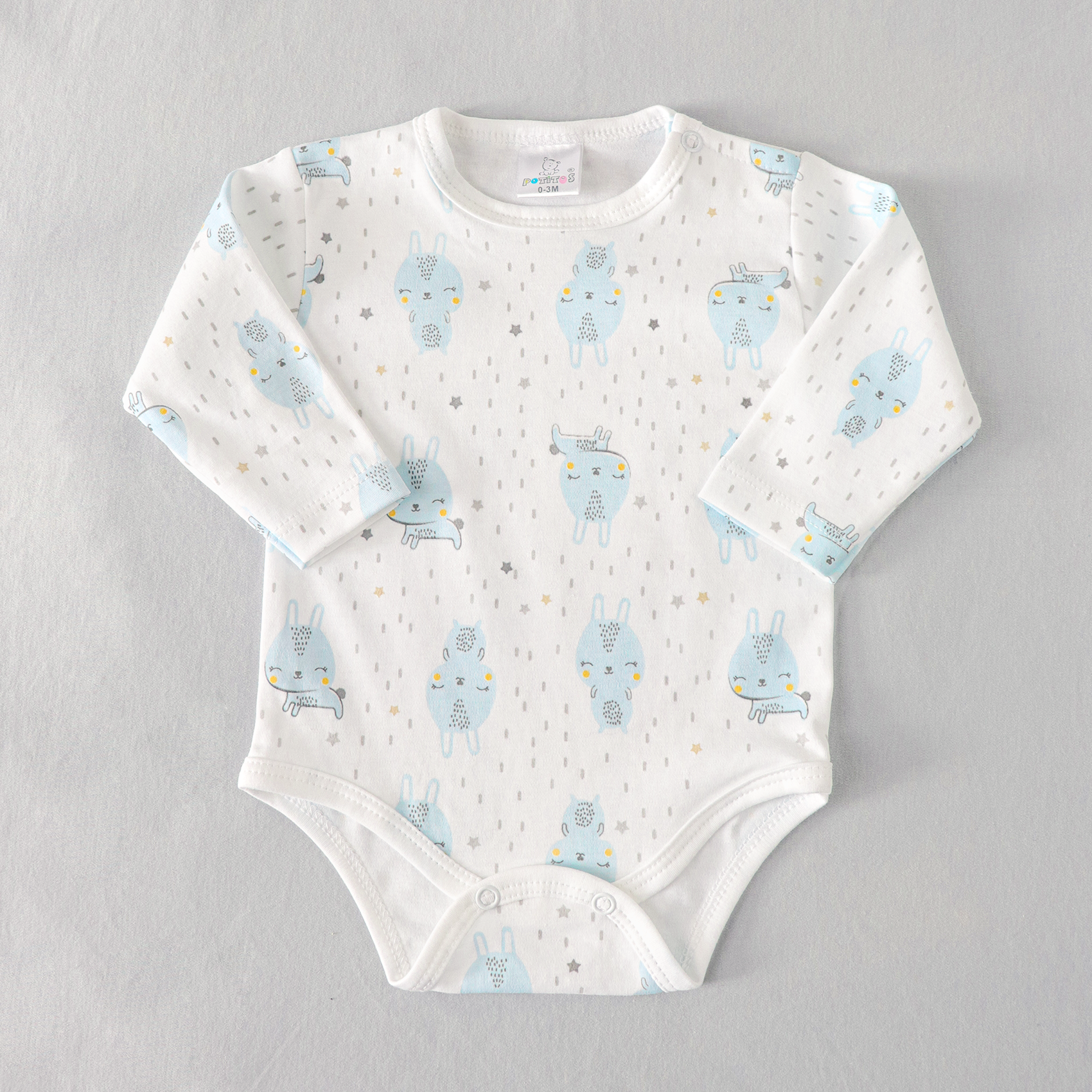 BODY MG LARGA ESTAMPADO CONEJO CELESTE 6202*