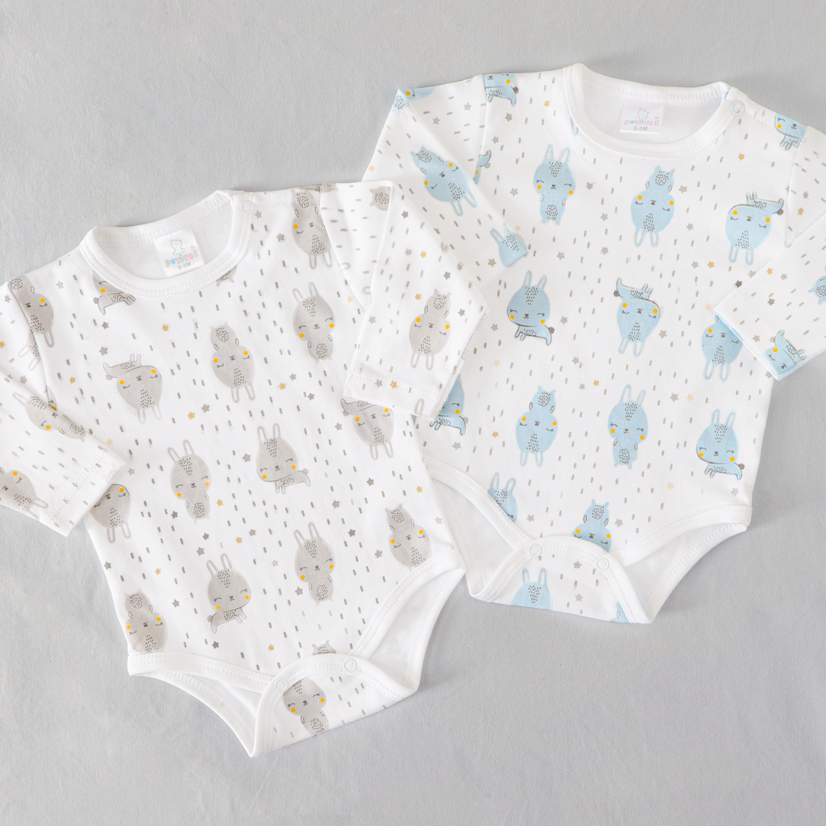 BODY MG LARGA ESTAMPADO CONEJO CELESTE 6202*