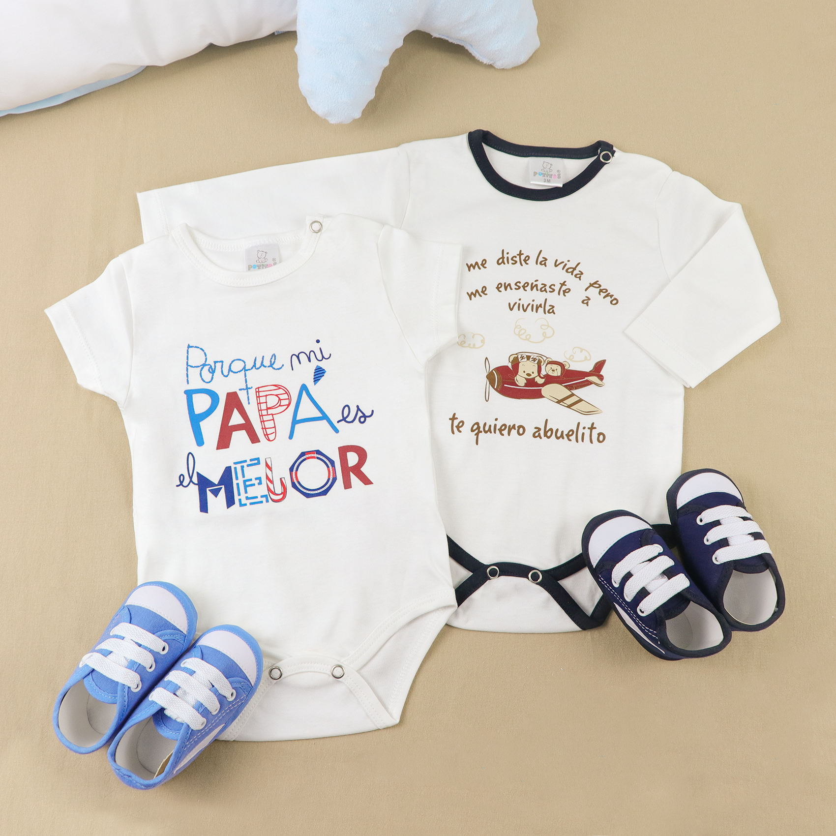 COMBO1 BODY FELIZ DIA PAPA + BODY ABUELITO + ZAPATITOS TALLA3 MESES