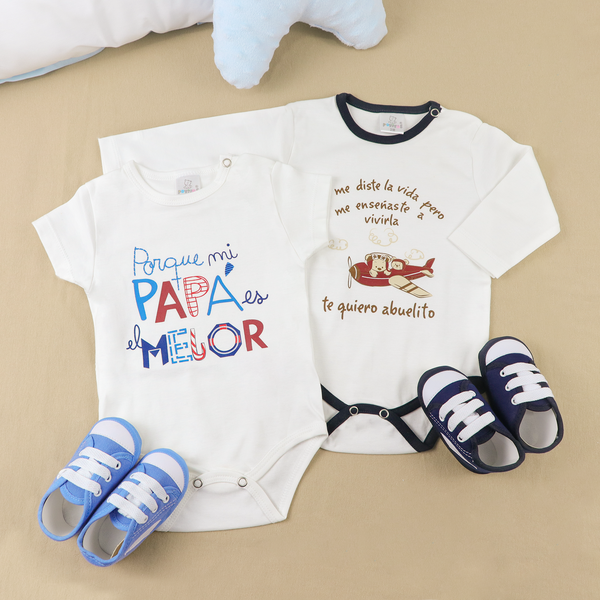 COMBO1 BODY FELIZ DIA PAPA + BODY ABUELITO + ZAPATITOS TALLA3 MESES