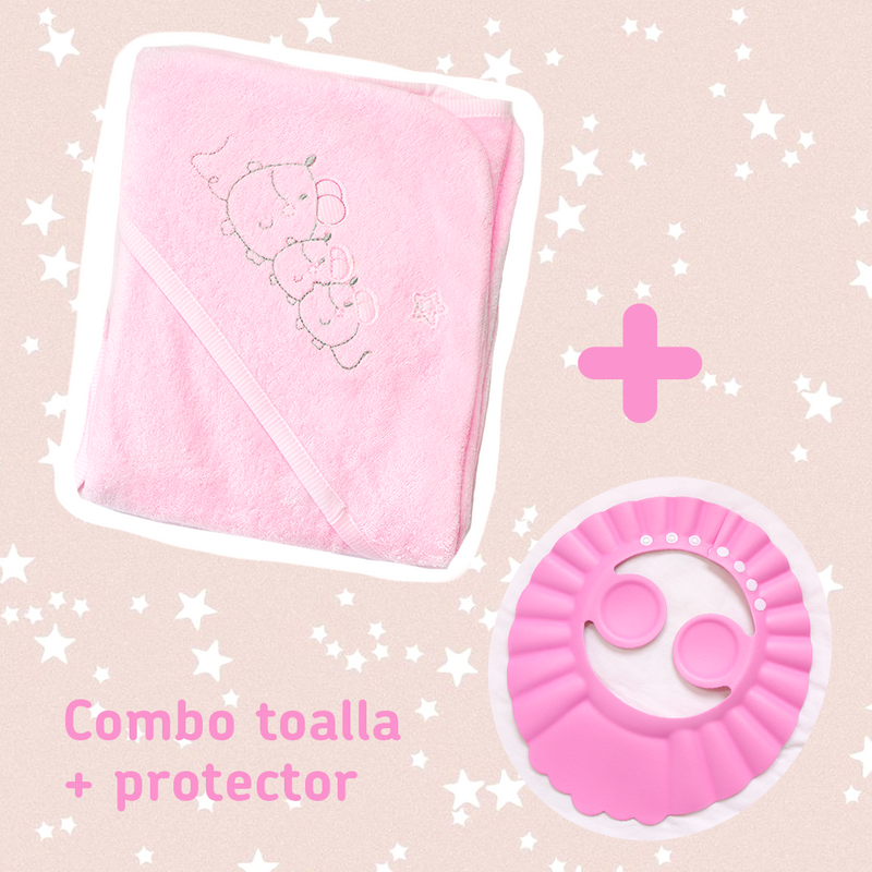 COMBO TOALLA FELPA FAMILY + PROTECTOR DE BAÑO NIÑA