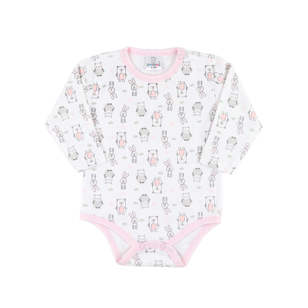 BODY MG LARGA ESTAMPADO OSA ROSADO 6202*