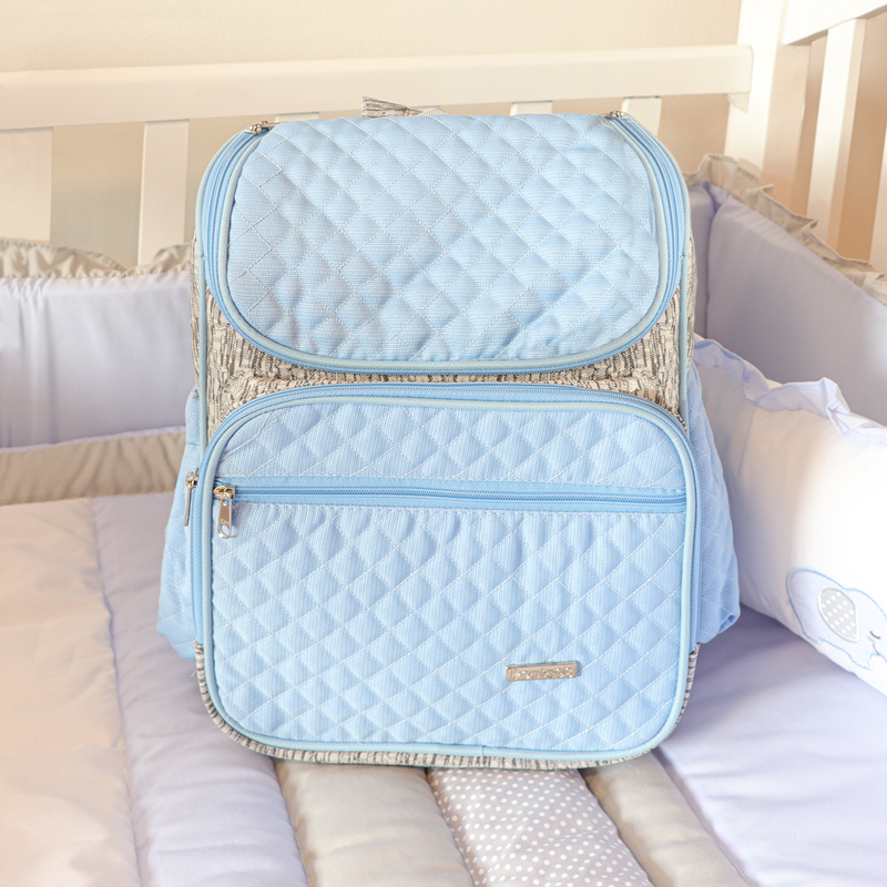 BOLSO PAÑALERO MOCHILA CELESTE